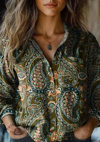 Women's Wear All-matching Printed Casual Lapel Shirt