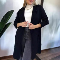 Women's Lapel Long Sleeve Knitted Coat
