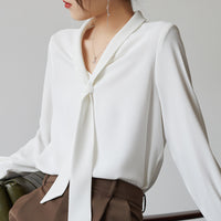 Women's Office Chiffon Commuting Elegant White Shirt