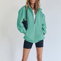 Women's Velvet Padded Hooded Sweatshirt Casual Zipper Cardigan