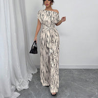 Vacation Style Slant Shoulder Strap Wide Leg Jumpsuit