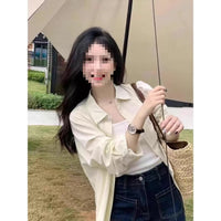 Rare Long-sleeve Green Shirt Jacket For Women