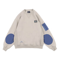 Hip Hop Cool Color Block Patch Brushed Hoody
