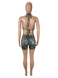 Leopard Print Positioning Print Hollowed-out Strapless Jumpsuit