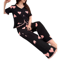 Summer New European And American-Style Sophisticated Heart-Print Pants Loungewear Set