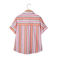 Personalized Striped Print Short-sleeve Summer Blouse For Women