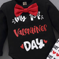 Letter Peach Heart Print Long Sleeve Suit