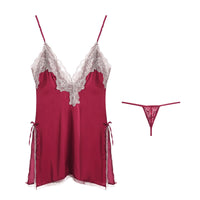 Women's Sexy Deep V Lace Suspender Nightdress