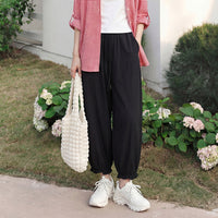 Women's Early Spring New Style Solid Color Japanese-Style Cropped Pants With Two Patch Pockets
