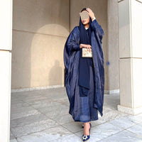 Muslim Bright Silk Satin Batwing Sleeve Robe