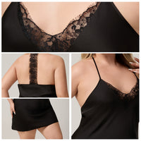 Plus Size Silk Chiffon Camisole Pajamas For Women Lace Nightgown With A V Neck