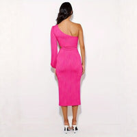 Cross-border Fashion Womens Sheath Hollow-out Off-Shoulder Slim-Fit Dress