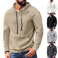 Casual Hooded Men's Checkered Pullover Sweatshirt With Large Pockets