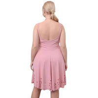 Sexy Deep V-Neck Backless Slip Dress With Burnout Lace Defined Waist And Flared Hem