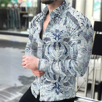 New Men's Lapel Casual Youth Printed Top