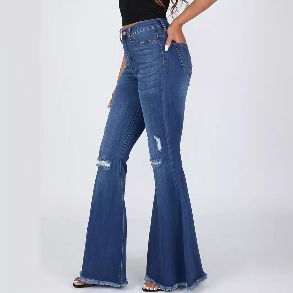 Autumn And Winter New Ladies Mid Waist Slim Jeans