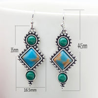 Vintage Thai Silver-plated Dragon Crystal Turquoise Earrings