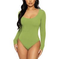 Slim-fit U-neck Long-sleeve One-piece Jumpsuit For Women