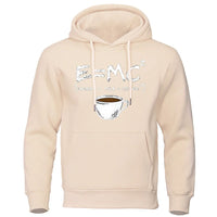 Milk Coffee Printing Fun Hoodie Men's Loose