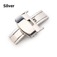 Stainless Steel Double Pull Butterfly Clasp Leather Watch Strap Buckle