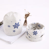 Baby Cartoon Printed Cotton Scarf Hat Set