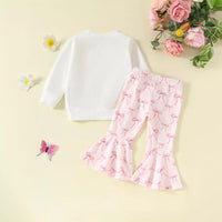 Letter Print Sweatshirt Bell-bottom Pants Suit