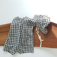 Plaid Romper Hat Two-piece Baby Summer Clothes