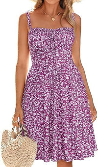 Womens Retro Elegant Lace-Up Holiday Beach Dress
