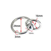 3x24mm Double Ring Pure Titanium Steel Male Piercing Large Inner Diameter Piercing Jewelry