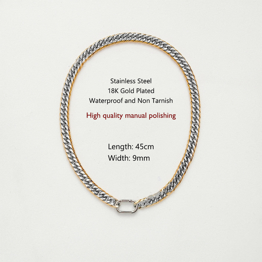 9MM Width Cuban Link Chain Hand Polished Necklace