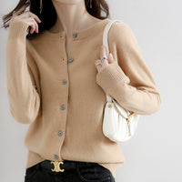 Women's Solid Color Loose Round Neck Knitted Sweater Coat