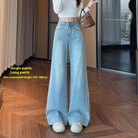 Light Blue Slimming High Waist Wide Legs Mop Pants Flared Pants