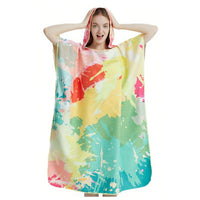 Cross-border Hot Selling Floral Hooded Laundry Quick-drying Towel Cloak Bathrobe Beach Towel Bathtub Pool Shawl Wholesale