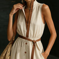 V-neck Fashionable Womens Sleeveless Jumpsuit