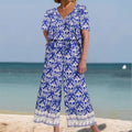 Commuter Loose Printed V-neck Jumpsuit