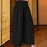 Casual Elastic Waist Summer Plus Size Fashionable Wide-leg Pants