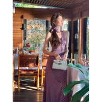 Polka-dot Backless Halter Dress Women