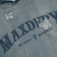 Tie-dyed Color Matching Butterfly Patch Velvet Padded Hooded Sweatshirt