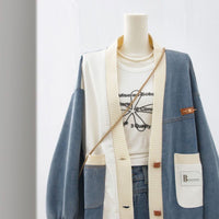 Hong Kong Style Patchwork Denim Jacket Women's Fat