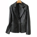 Elegant Sheep Leather Jacket Women's Suit Short Slim Fit Slimming