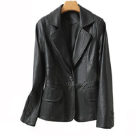 Elegant Sheep Leather Jacket Women's Suit Short Slim Fit Slimming