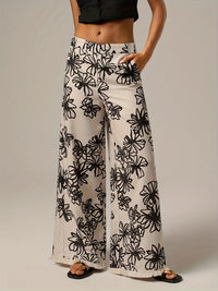 New Soft-style Elegant Wide-leg Pants With A Delicate Print
