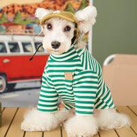 Cat's Two-piece Striped High-neck Bottom Shirt