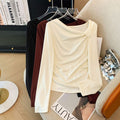 Long-sleeve Off-shoulder Base Top With A Bow Knot