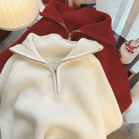 Loose Slim Lapel Lazy Sweater Top For Women