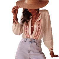 Women's Retro Ethnic-Style Embroidered Long-Sleeve Shirt