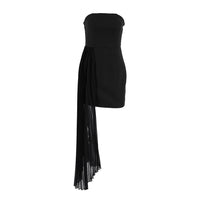 Fashion Strapless Dress With Fluttering Ribbons