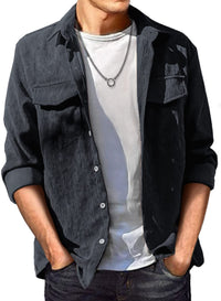 Solid Color Lapel Loose Long-sleeved Shirt