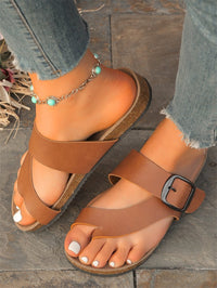 Thick Bottom Belt Buckle Solid Color Round Toe Sandals
