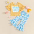 Girls' Short-sleeved Tassel Bell-bottom Pants 2-piece Set